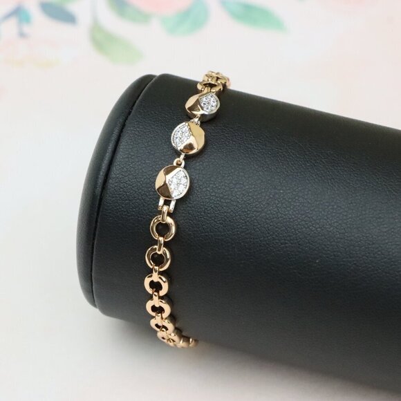 Rose Gold Designer Bracelet with Sparkling Half-Circle Charms, XPBL0703 - Picture 12 of 12